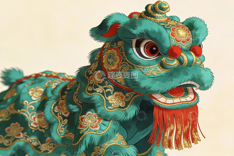 高清大图下载【趣麦麦图】色彩斑斓的舞狮头像特写