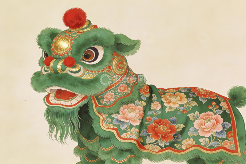 高清大图下载【趣麦麦图】色彩鲜艳的舞狮头特写