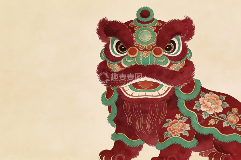 高清大图下载【趣麦麦图】中国传统舞狮头饰艺术图案