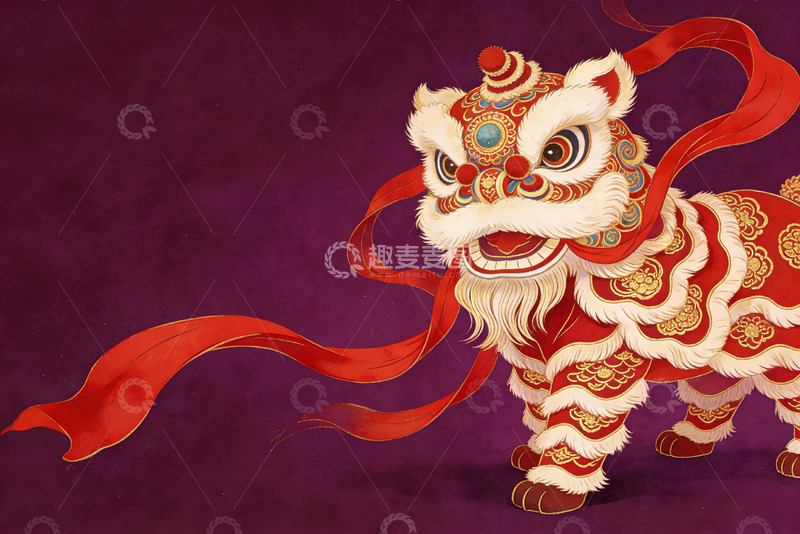 高清大图下载【趣麦麦图】红色舞狮形象生动展现传统文化