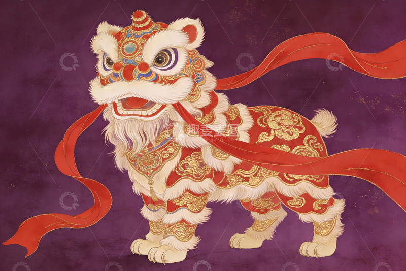 高清大图下载【趣麦麦图】色彩斑斓的舞狮艺术形象