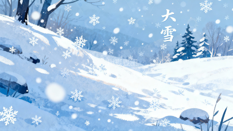 高清大图下载【趣麦麦图】雪景山林冬日景象