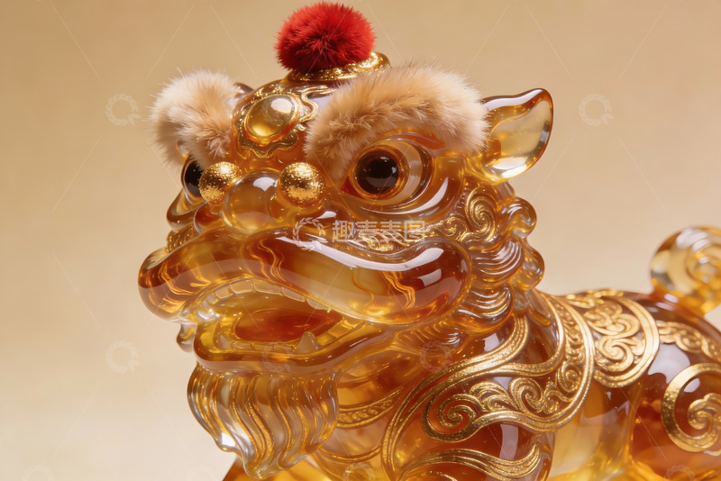 高清大图下载【趣麦麦图】金色貔貅雕像特写