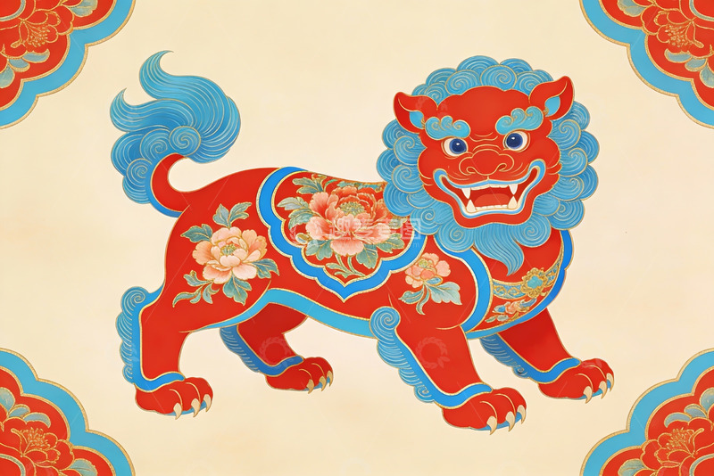 高清大图下载【趣麦麦图】中国传统瑞兽图案装饰画