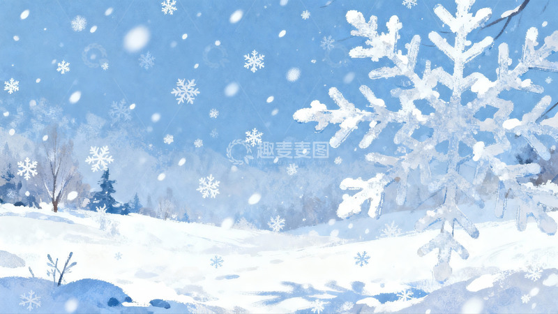 高清大图下载【趣麦麦图】雪景冬日飞雪纷扬