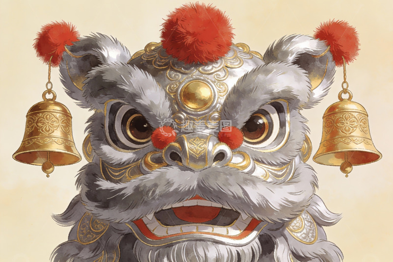 高清大图下载【趣麦麦图】中国传统舞狮头像特写