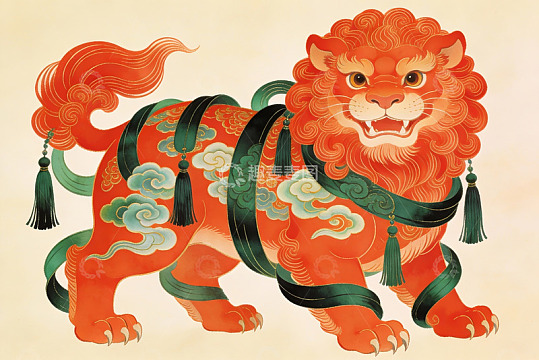 中国传统瑞兽图案艺术画