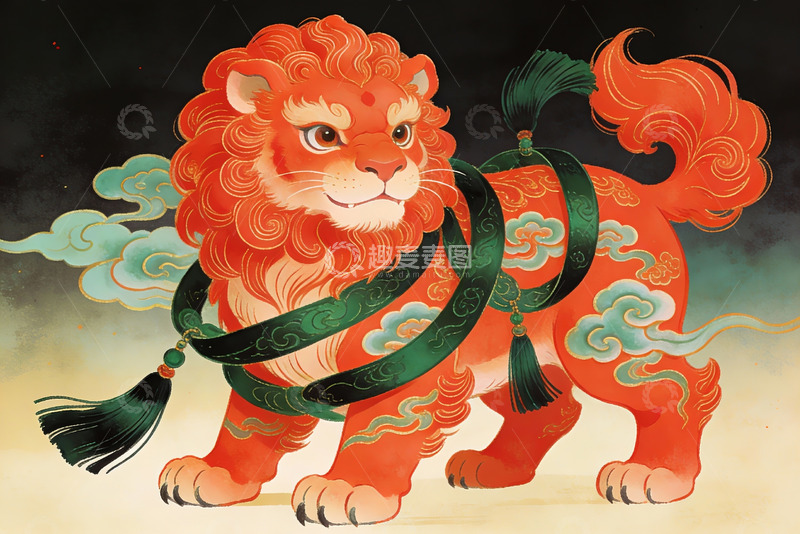 高清大图下载【趣麦麦图】中国传统瑞兽狮子图