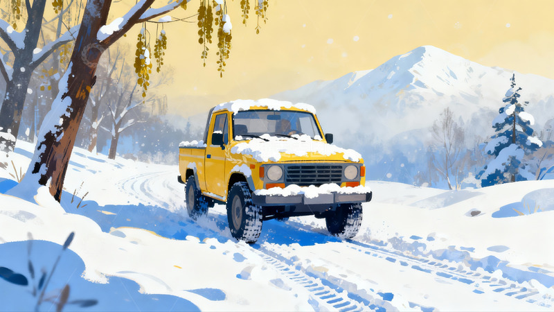 高清大图下载【趣麦麦图】雪地越野车行驶图