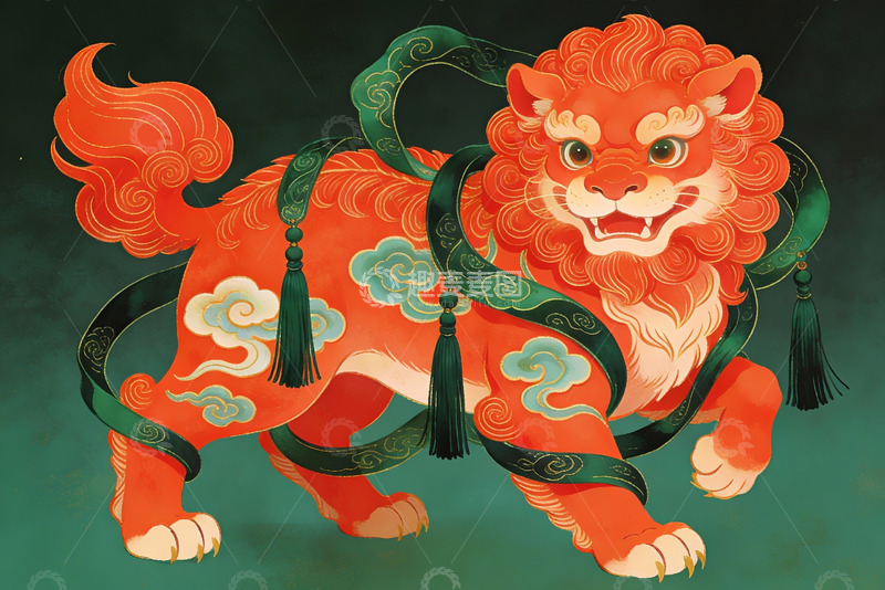 高清大图下载【趣麦麦图】中国传统瑞兽狮子图