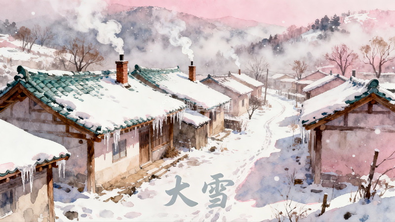高清大图下载【趣麦麦图】雪后山村晨景