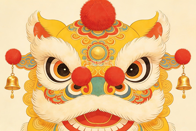 高清大图下载【趣麦麦图】色彩斑斓的舞狮头像特写