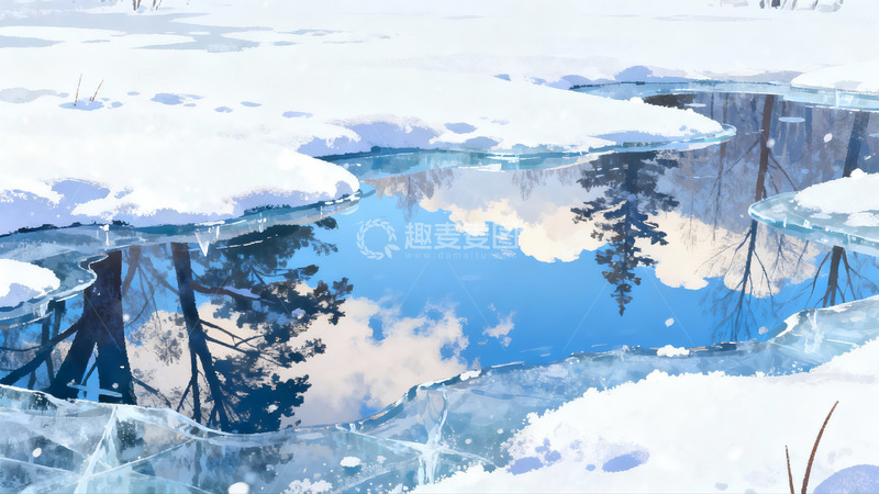 高清大图下载【趣麦麦图】雪地冰湖倒影冬日美景