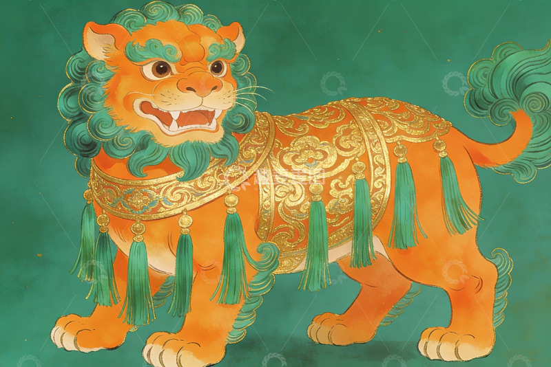 高清大图下载【趣麦麦图】橙色神兽装饰画