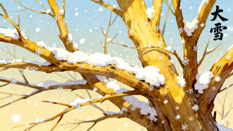 高清大图下载【趣麦麦图】冬日雪景树枝挂雪