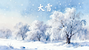 雪景树木覆盖白雪
