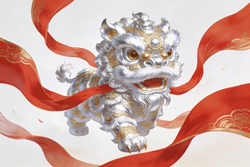 祥瑞神兽舞动红绸
