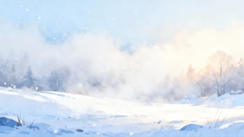 高清大图下载【趣麦麦图】雪景山林云雾缭绕