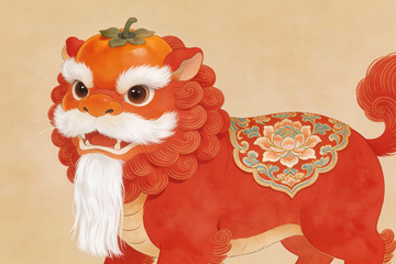 柿子造型瑞兽插画