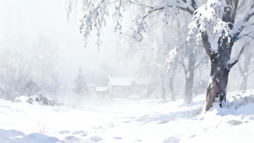 雪景冬日林间小屋