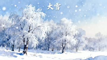 雪景树木覆盖白雪