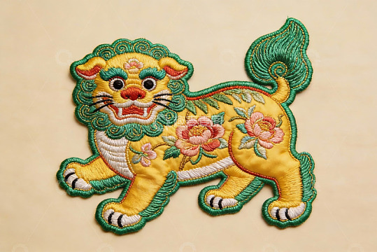 精美刺绣狮子图案展示