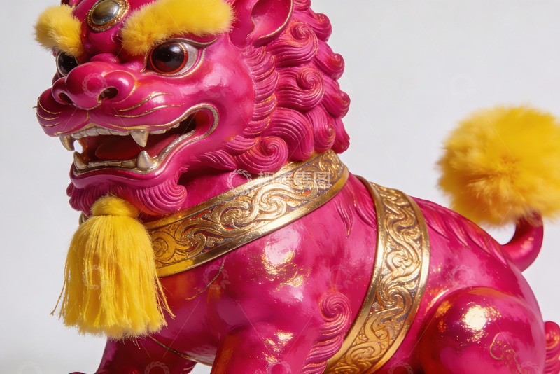 高清大图下载【趣麦麦图】粉色狮子雕像特写