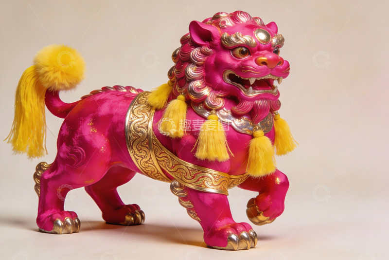 高清大图下载【趣麦麦图】粉色狮子雕像装饰品