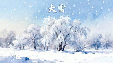 雪景冬日树木银装素裹