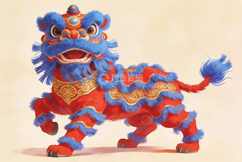 高清大图下载【趣麦麦图】色彩鲜艳的舞狮艺术形象
