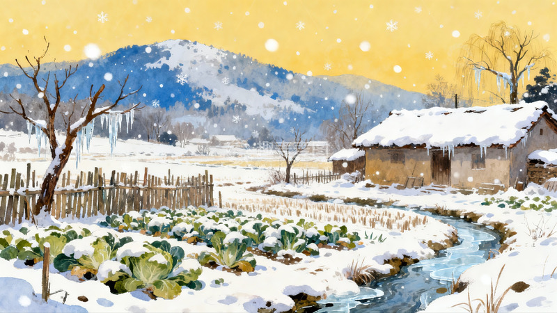 高清大图下载【趣麦麦图】雪景田园风光