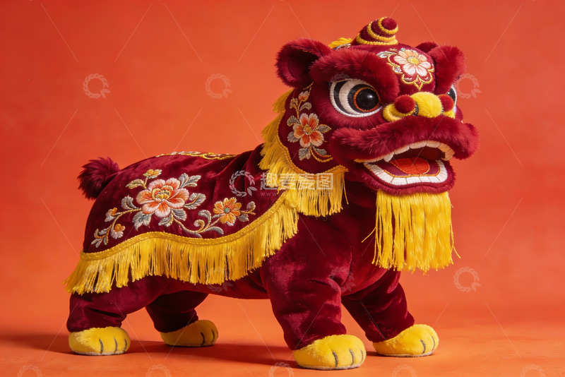 高清大图下载【趣麦麦图】红色舞狮玩偶特写