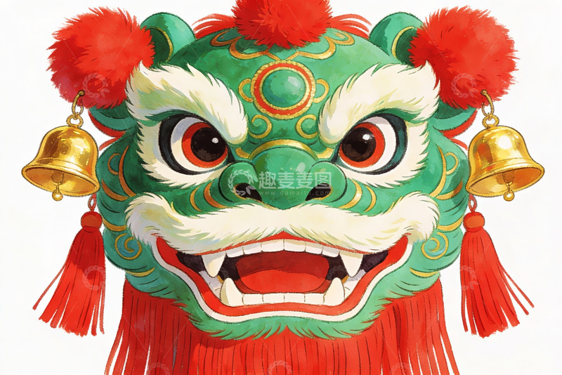 高清大图下载【趣麦麦图】色彩鲜艳的舞狮头面具特写