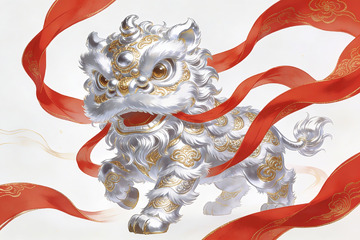 祥瑞瑞兽舞动红绸