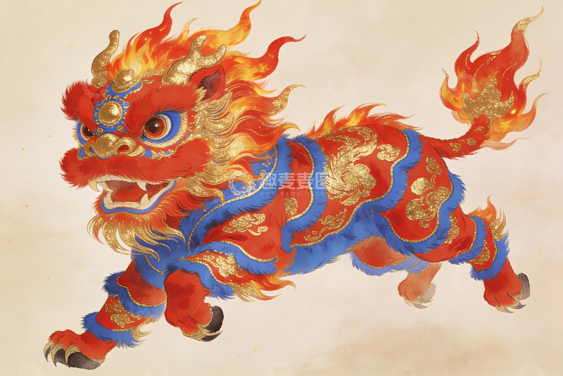 高清大图下载【趣麦麦图】中国传统瑞兽舞狮形象