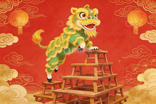 舞狮登高迎新春