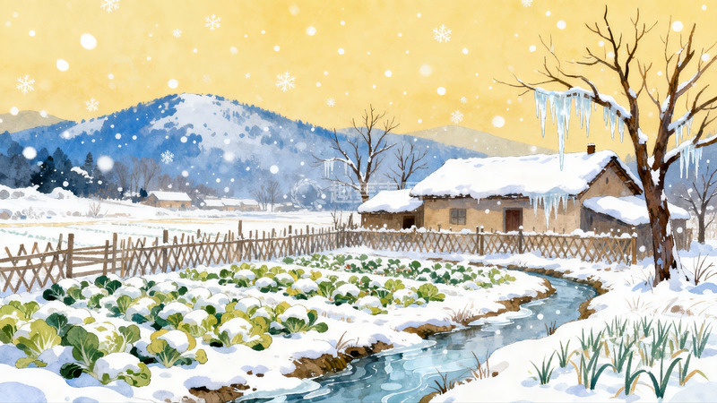 高清大图下载【趣麦麦图】雪景田园农舍冬日风光