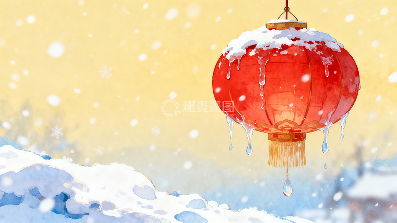 高清大图下载【趣麦麦图】雪中红灯笼挂饰