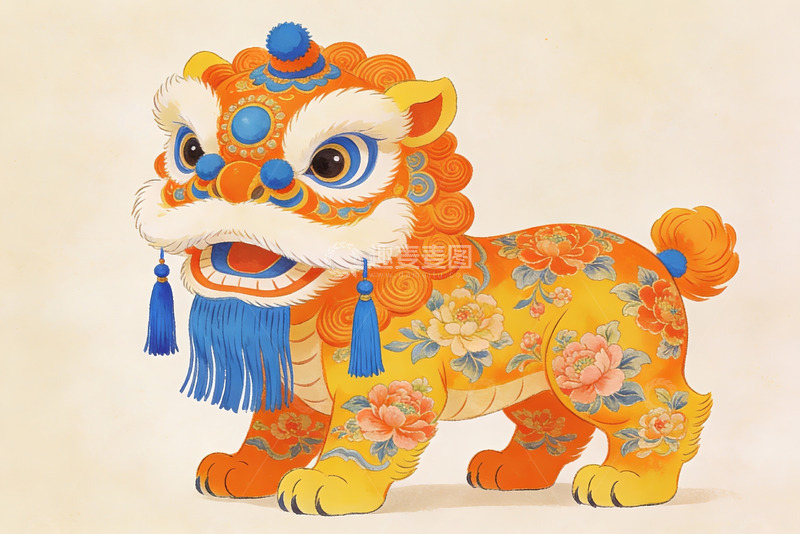 高清大图下载【趣麦麦图】色彩鲜艳的舞狮头像艺术画