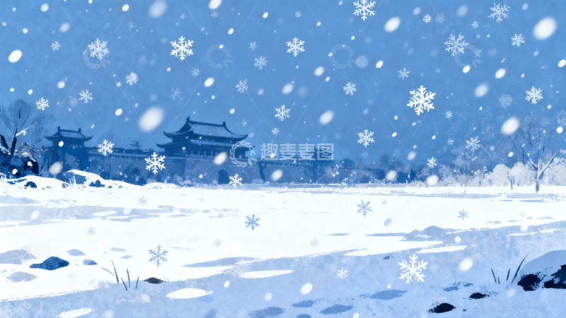 高清大图下载【趣麦麦图】雪中古建筑静景