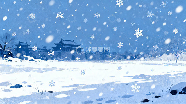 雪中古建筑静景