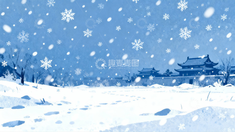 高清大图下载【趣麦麦图】雪景古建筑冬日画卷