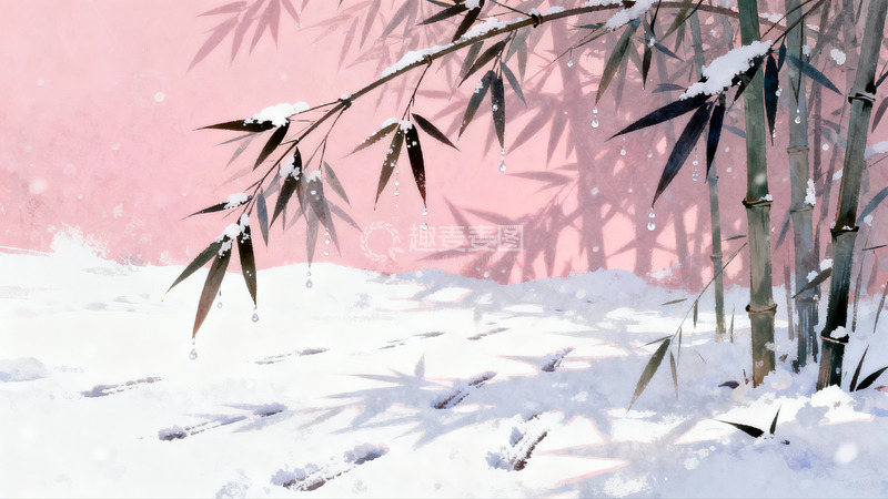 高清大图下载【趣麦麦图】雪中竹林静谧景象