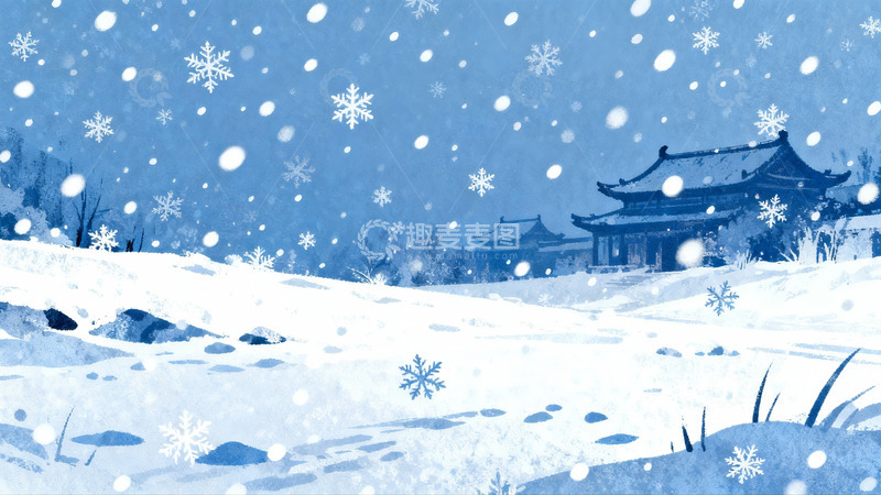 高清大图下载【趣麦麦图】雪景古建筑冬日画卷