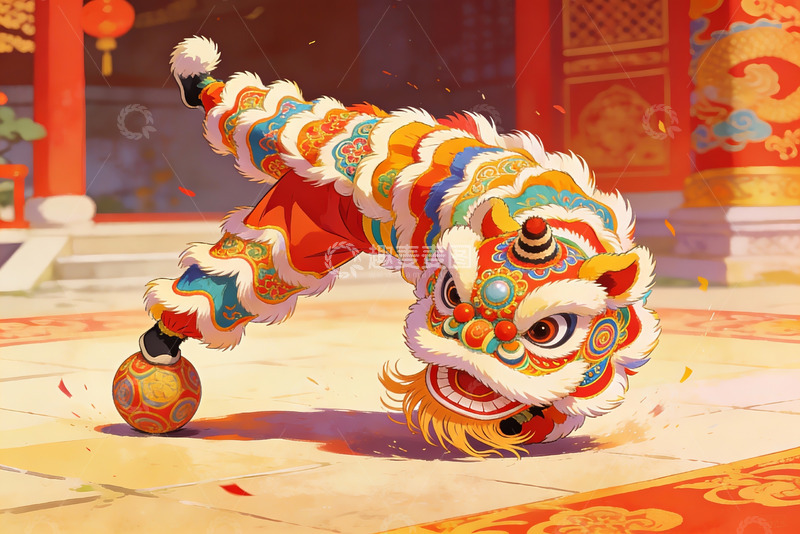 高清大图下载【趣麦麦图】舞狮表演精彩瞬间