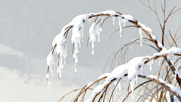 雪覆枝头冰挂垂