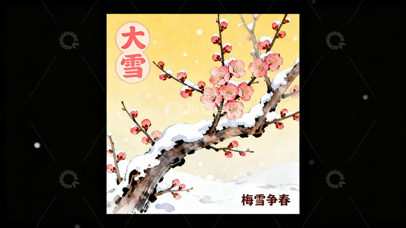 高清大图下载【趣麦麦图】雪覆梅花迎春绽放