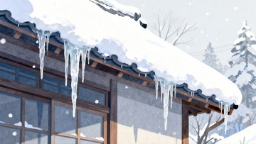 雪覆屋檐冰凌挂