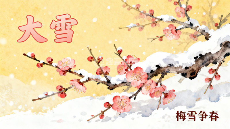高清大图下载【趣麦麦图】雪中梅花绽放迎春