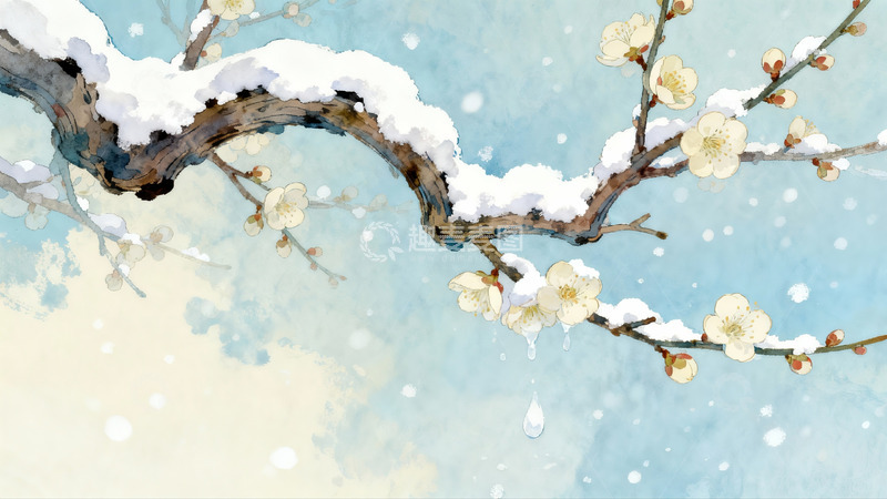 高清大图下载【趣麦麦图】雪覆梅花枝头绽放